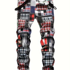 Men's Retro Slim Fit Cotton Jeans Distressed Straight Leg Denim Pants