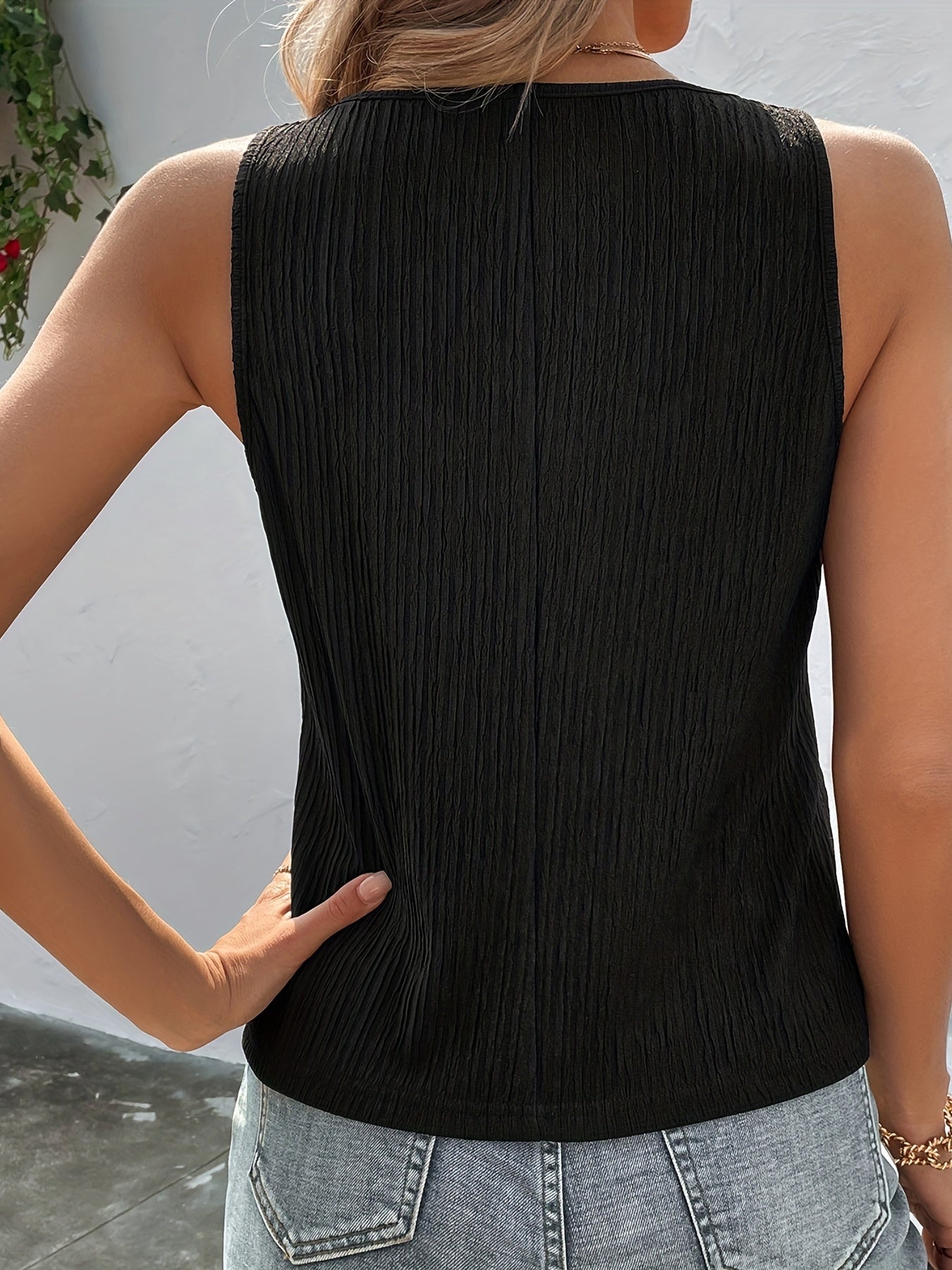 Ribbed Tank Top Women's Plus Casual Round Neck Tank