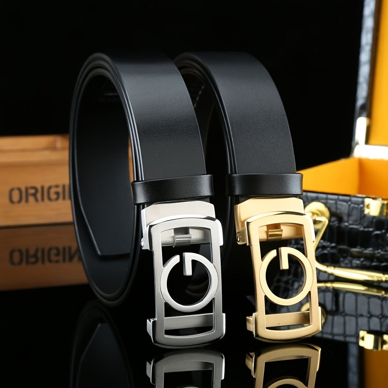 Men's Durable Belt 3 1 4in Cowhide Stainless Steel Automatic Buckle