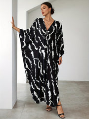 Plus Size Boho Cover Up Women's Plus Graffiti Print Loose Fit Beach Cover Up