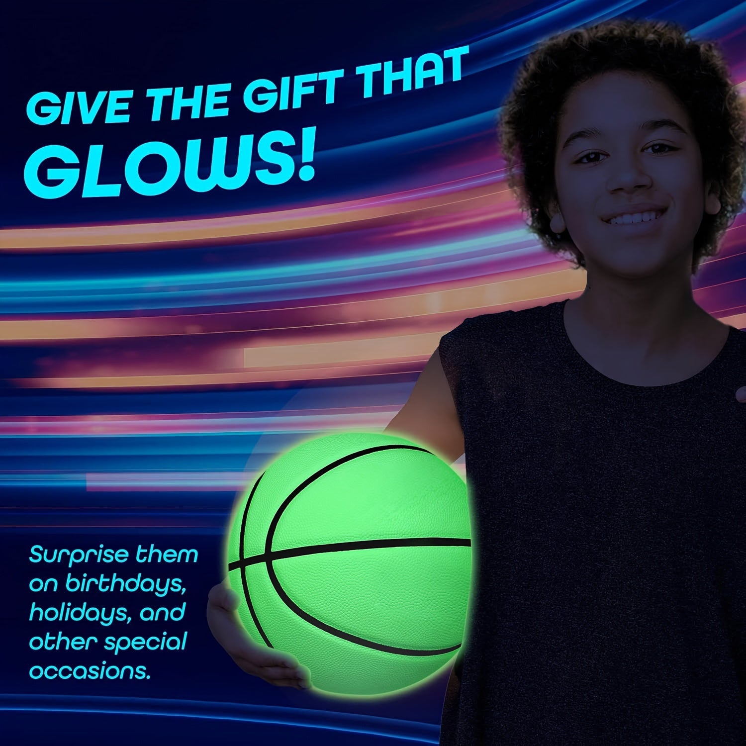 1pc No 7 Luminous Basketball PU Wear-resistant for Outdoor Training