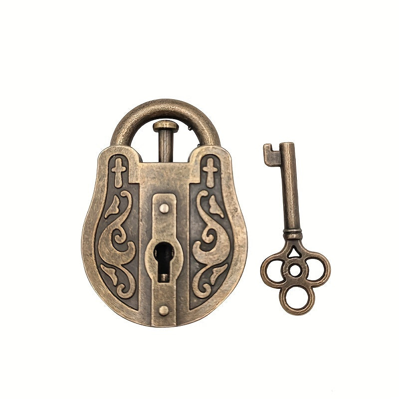 Vintage Bronze Metal Puzzle Lock Retro Brain Teaser Toy IQ Challenge
