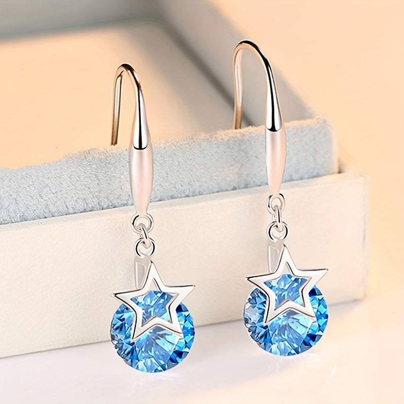 Star Rhinestone Copper Earrings Jewelry Holiday Gift For Girls