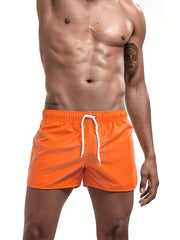 Men's Solid Beach Shorts Quick-drying Drawstring Sports Shorts