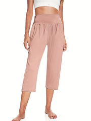 High Waist Capris Pants Casual Crop Pants For Spring & Summer