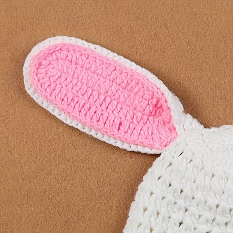 Adorable Bunny Costume Knitted Hat for Baby Photo Shoots