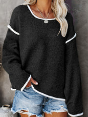 Casual Sweater Women's Plus Solid Long Sleeve Round Neck