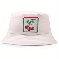 Reversible Cherry Embroidery Bucket Hat