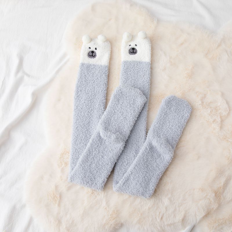 Women's Winter Fuzzy Leggings Cartoon Warm Thigh High Over Knee Socks
