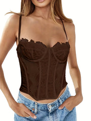 Solid Corset Bustiers Lace Cami Tank Tops Women's Lingerie