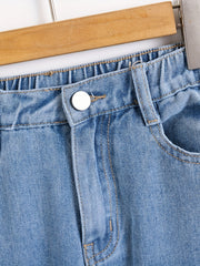 Girls High Waist Jeans Casual Straight Leg Denim Pants