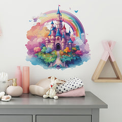 Castle Wall Stickers Rainbow Clouds Bridge Decals