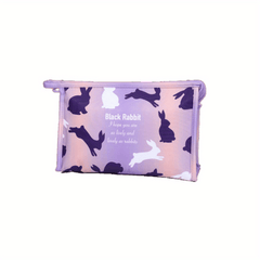 Rabbit & Letter Pattern Cosmetic Bag Portable Makeup Bag