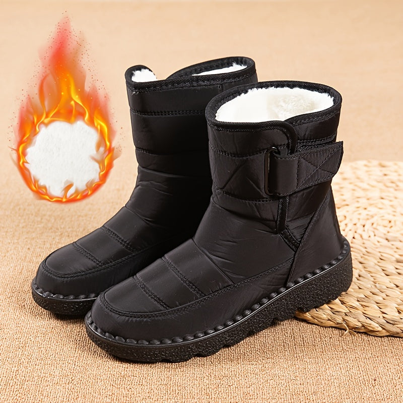 Women's Waterproof Snow Boots Fleece Lined Warm Mid Calf Non Slip Winter Boots