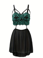 Floral Jacquard Mesh Strappy Sleep Dress