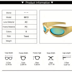 Y2K Wrap Around Sunglasses Unisex Cyberpunk Mirror Lens Glasses