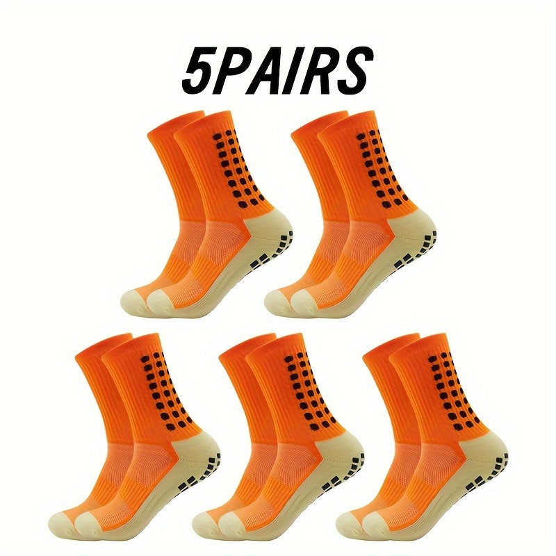 Non-slip Breathable Mid-tube Football Socks - 5 Pairs