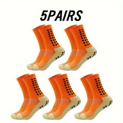 Non-slip Breathable Mid-tube Football Socks - 5 Pairs