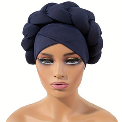 Big Braid Twist Turban Cap Solid Head Wraps Lightweight