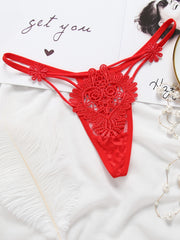 Floral Embroidery Thongs Sheer Intimates Panties