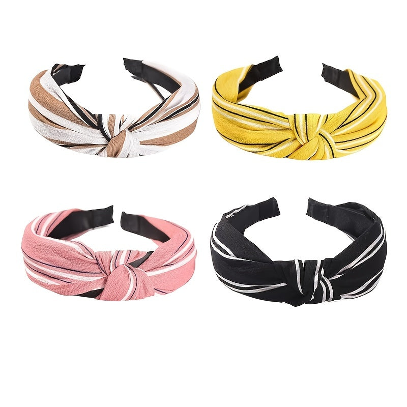 Vintage Hair Scrunchies Top Knotted Non-slip Hair Ties Fabric Wide Brim