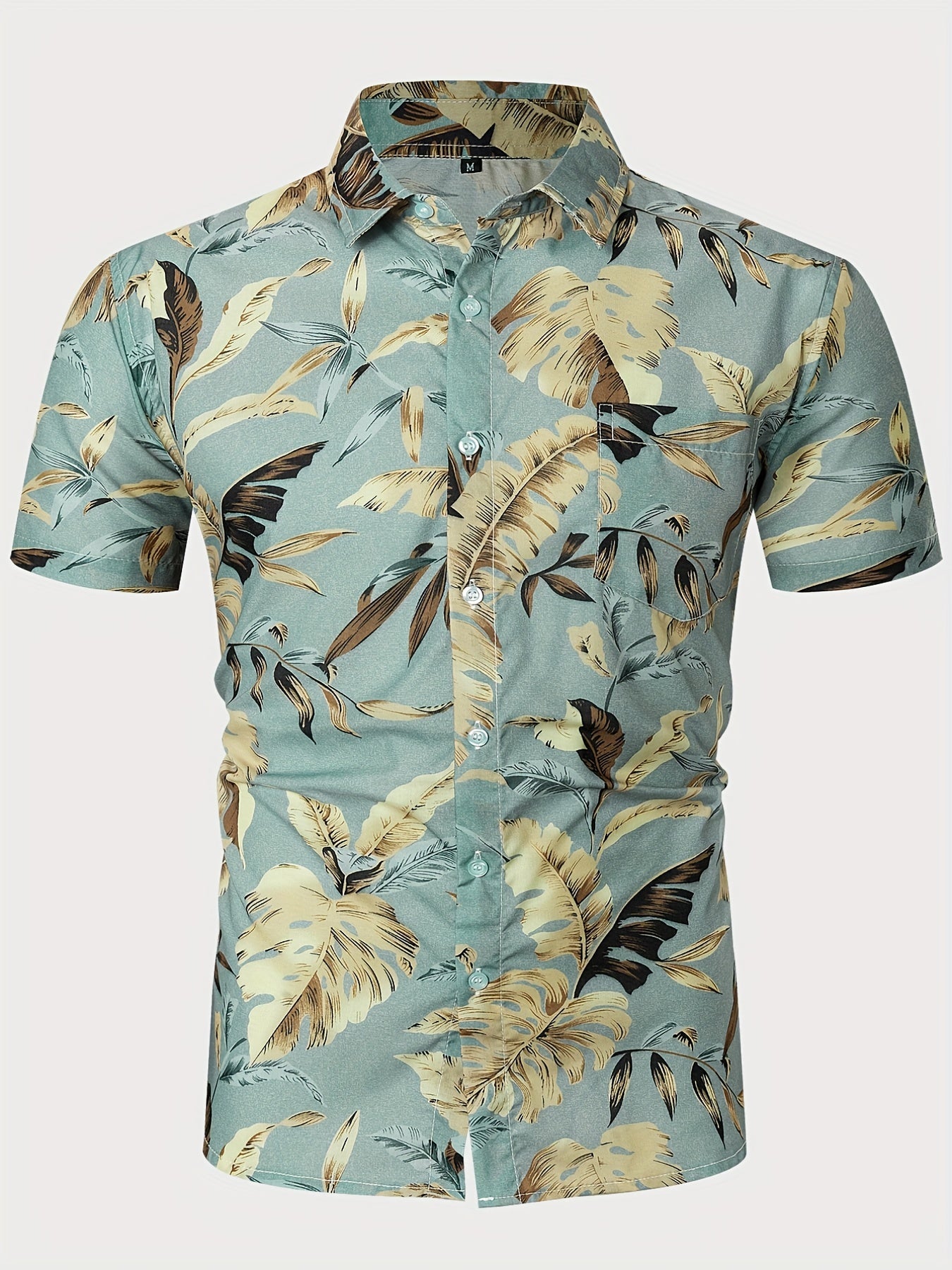 Men's Flowers Print Short Sleeve Beach Shirt