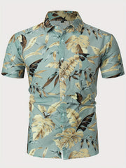 Men's Flowers Print Short Sleeve Beach Shirt