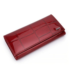 Women's Classic Bifold Wallet with Enamel Stone Pattern & Zip Pocket