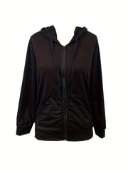 Solid Zip Up Hoodie Casual Long Sleeve Hoodies Sweatshirt