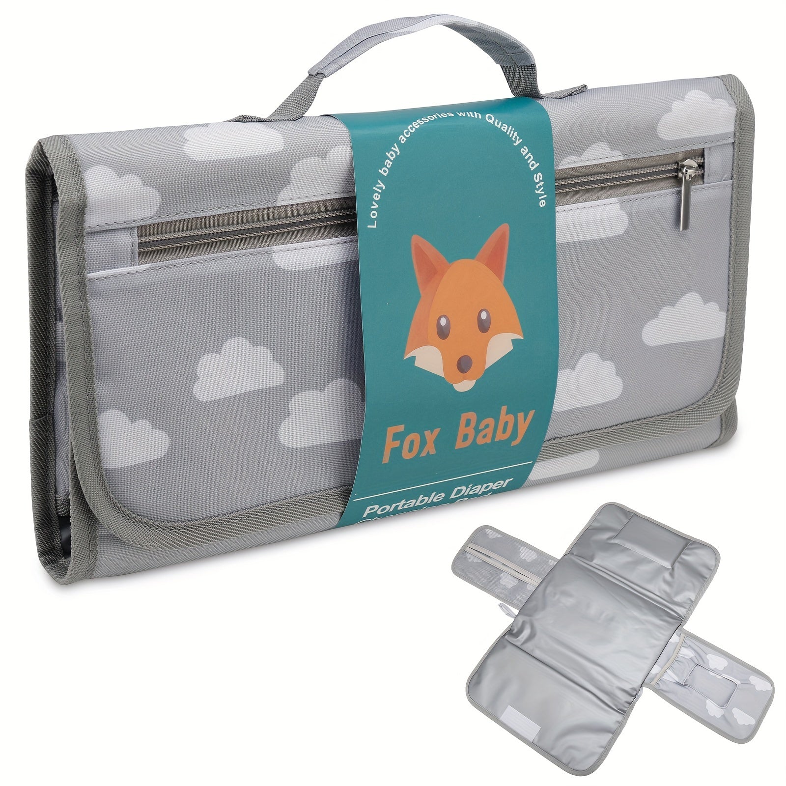 Clouds Pattern Baby Changing Pad Portable One Hand Diaper Change