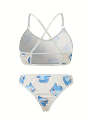 Dinosaur Print Sexy Lingerie Set Women's Plus Medium Stretch