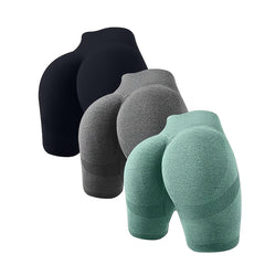 3pcs High Waist Hip Lifting Yoga Running Sports Shorts Tummy Control