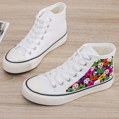 Girl's High Top Skull Pattern Skate Shoes Warm Plush Lining