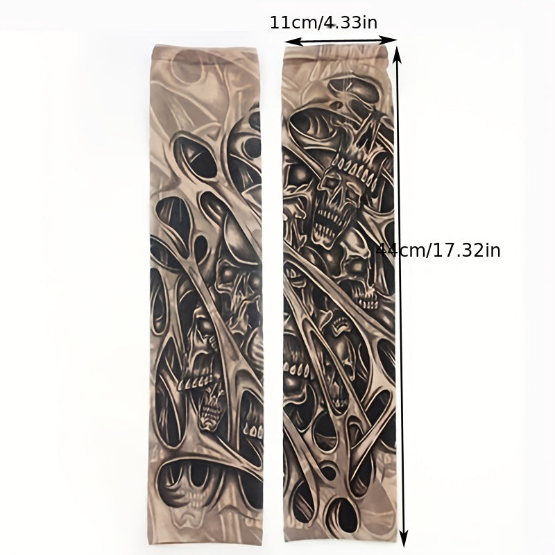 Men's Skull Tattoo Arm Sleeves Nylon Sun Protection