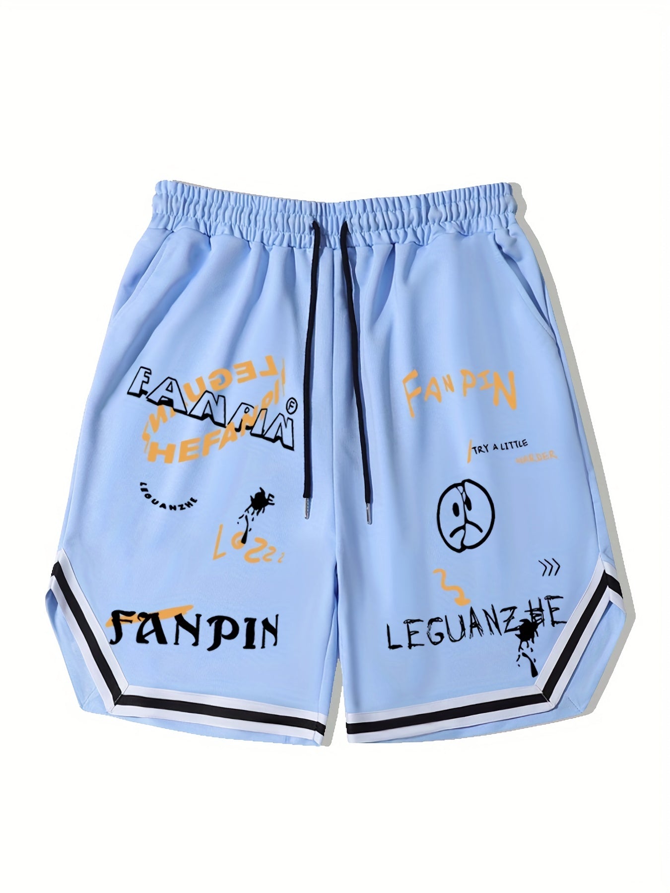 Men's Graffiti Graphic Drawstring Streetwear Shorts