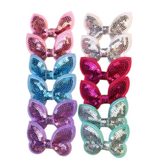 12pcs Sequin Bow Hair Clips for Girls