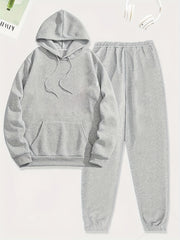 Solid Casual 2pc Set Hoodies & Jogger Pants Women's Clothing