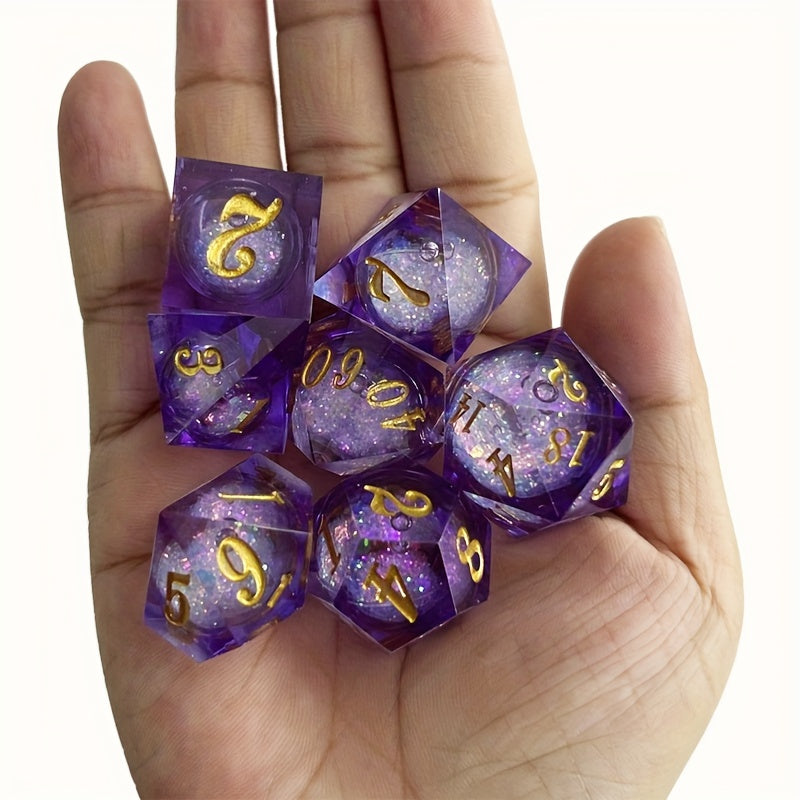 7pcs Rainbow Liquid Core Dice for Family Gathering