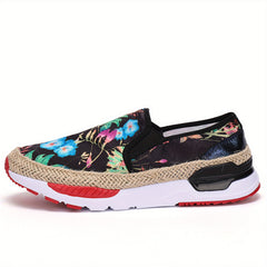 Women's Chinese Style Floral Print Loafers Slip On Espadrilles