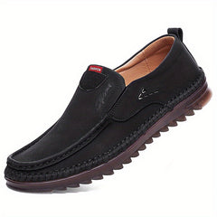 Men's Leather Slip On Loafer Shoes Lightweight Non slip Casual Shoes