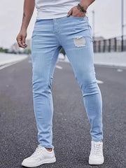Men's Slim Fit Ripped Jeans High Stretch Denim Pants