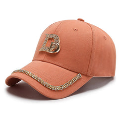 Rhinestone Letter D Baseball Cap Adjustable Women Hip Hop Sports Hat