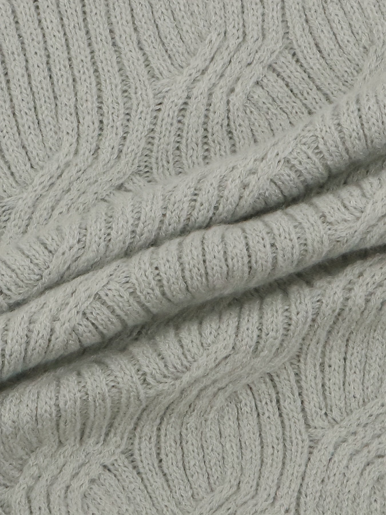 Solid Cable Long Sleeve Sweater V Neck Jumper