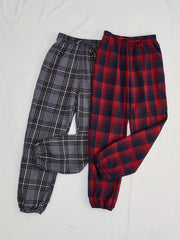 Colorblock Plaid Sleep Bottoms Lace Up Home Sleep Pants Women's Sleepwear