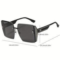 Gradient Oversized Rimless Sunglasses Retro Style Outdoor Glasses