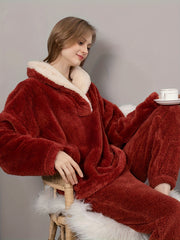 Cozy Fuzzy Lounge Set Top & Pants Women's Loungewear