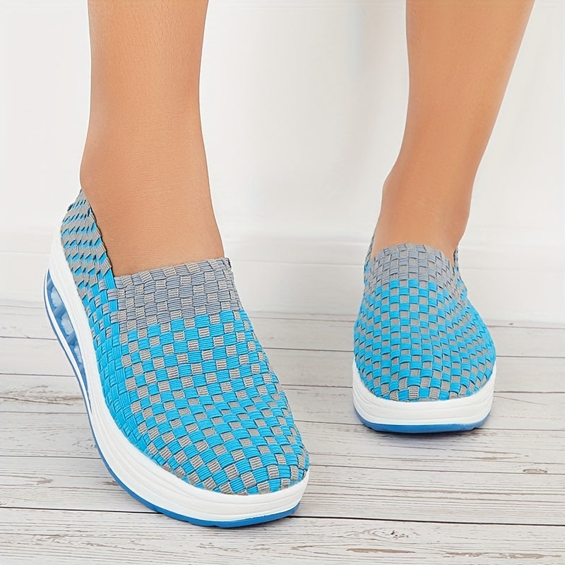 Women's Air Cushion Woven Walking Shoes Outdoor Casual Sneakers