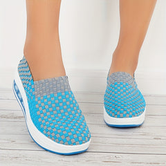 Women's Air Cushion Woven Walking Shoes Outdoor Casual Sneakers