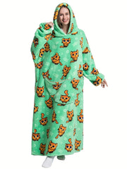Women's Plus Polar Bear Print Plush Flannel Hoodie Nightgown