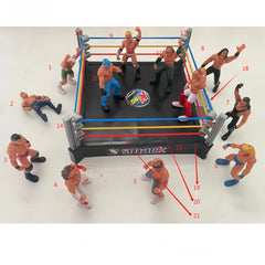 32pcs Mini Wrestling Action Figures Set with 12 Wrestlers & Accessories